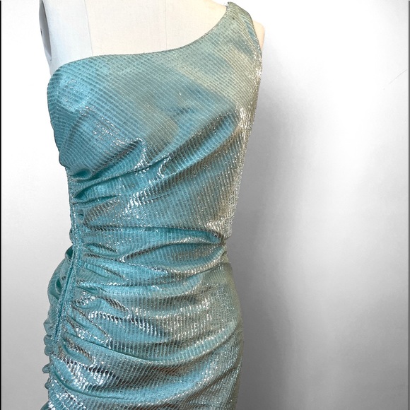 80s New Leaf by Samir one shoulder lurex prom dress - Picture 3 of 6